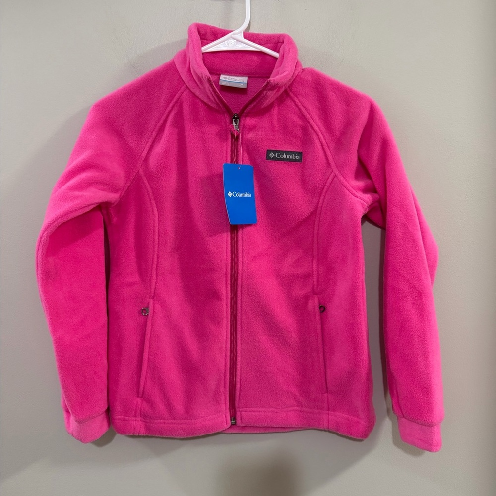 NWT Girls Columbia Bright Pink Fleece Jacket. Size M (10-12)